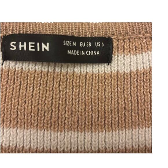 Tan and White Striped Knit Sweater-EUC - Picture 3 of 4